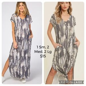 Gray Tie-Dye Maxi Dress